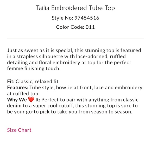 NWT Free People Tailia Embroidered Tube Top size XL - Picture 7 of 8